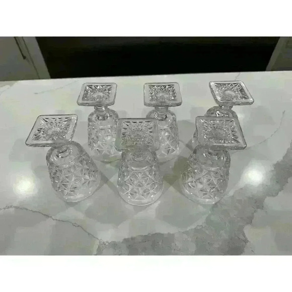 Mt. Vernon Clear Glass Water Goblet (crisscross Diamond) Imperial Glass - Ohio - Picture 2 of 3